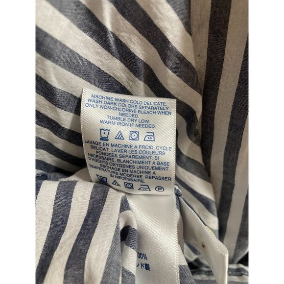 Nautical Land's End Oversize Beachside Striped Button Up Boxy Shirt Size L - Picture 5 of 6